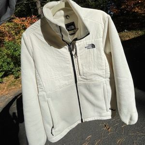 North Face White Cream Black Fleece zip up